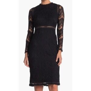 Love by Design Lace Long Sleeve Cocktail Classic Chic Midi Dress SZ M
